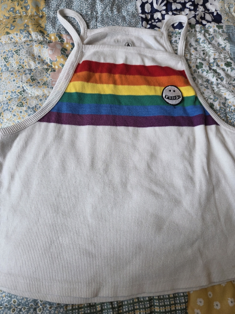 Kids White Tank Top with Rainbow Stripes